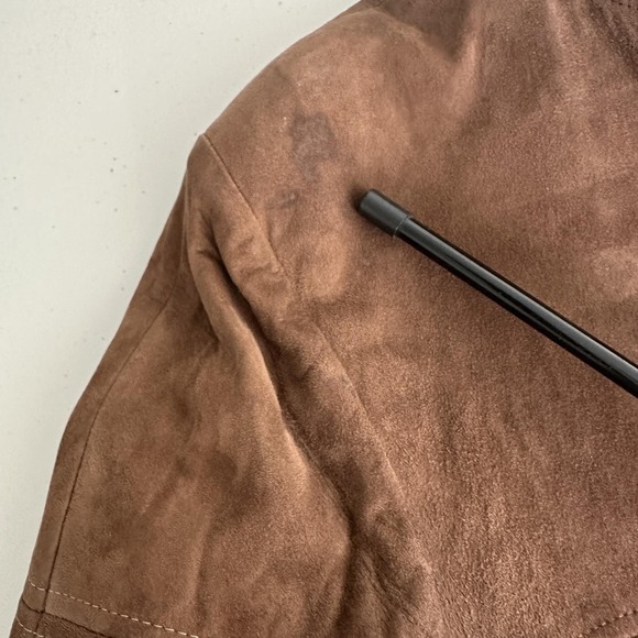 Vintage 70s Jacket Mens 38 Suede Leather Sherpa Lined Shawl Marlboro Coat - Picture 16 of 16